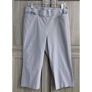 Coral Bay Pants Womens 14 Gray Pull On Straight Leg Crop